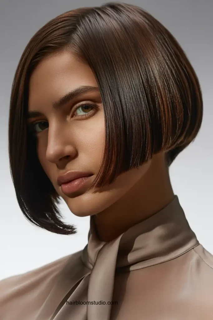 Asymmetrical Dark Brown Bob