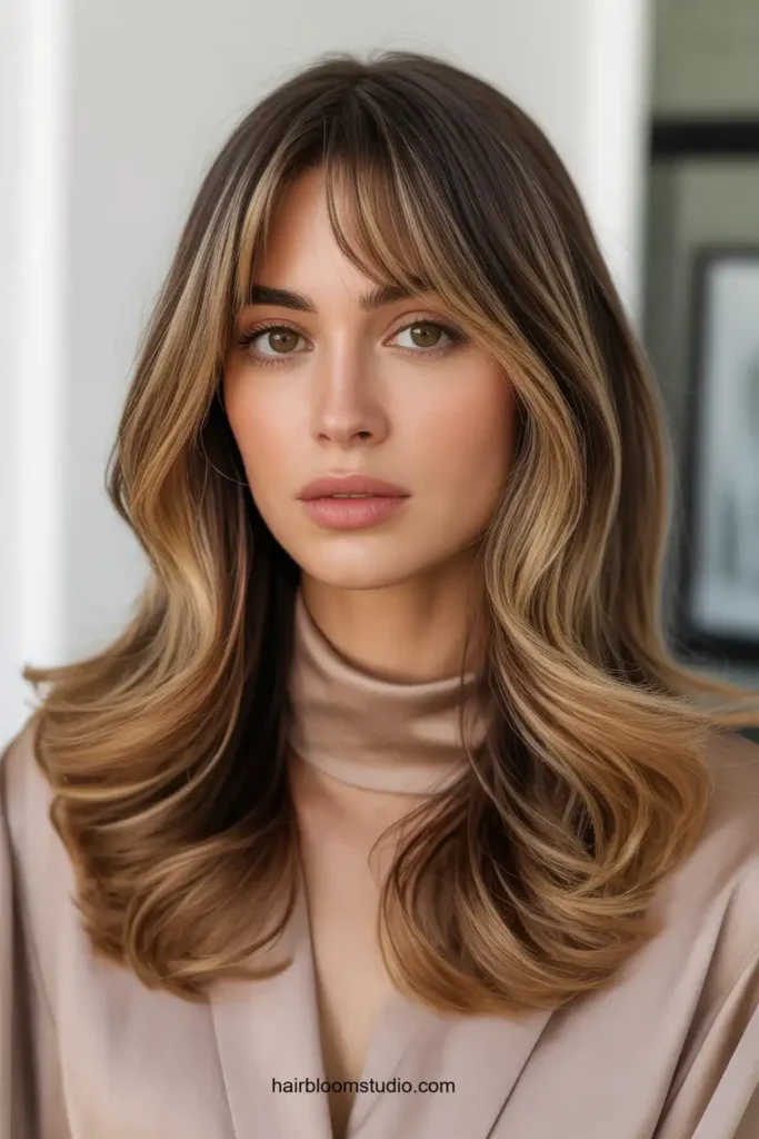 Balayage With Curtain Bangs