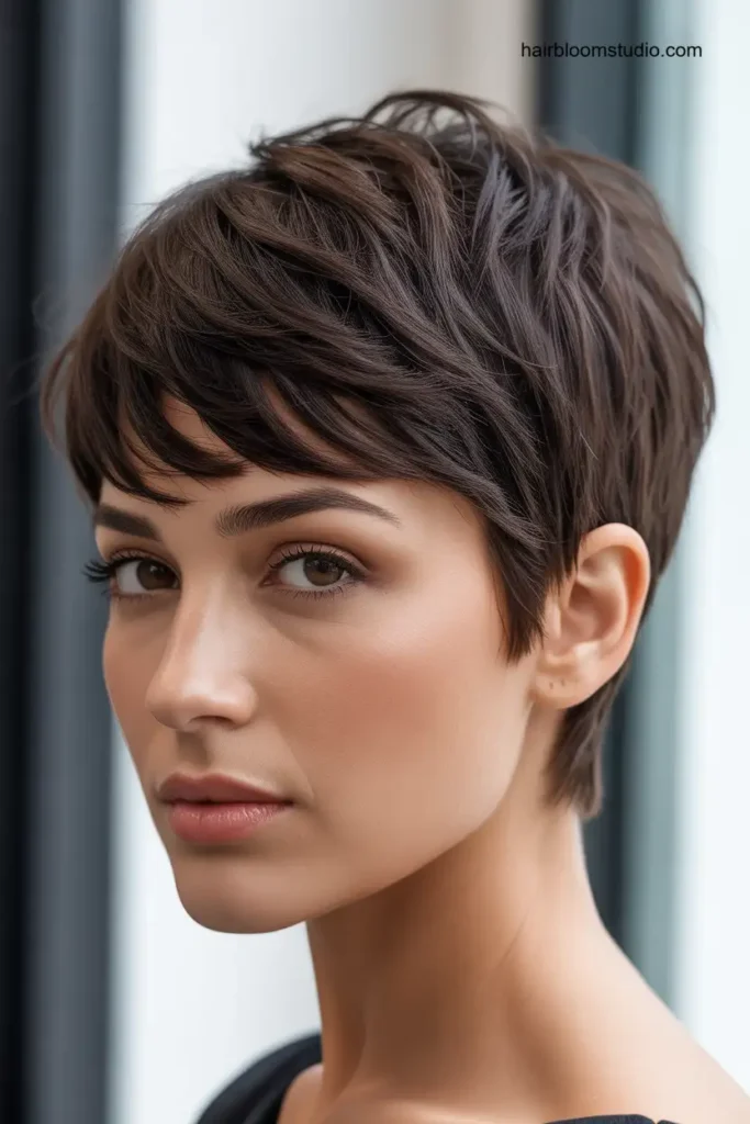 Choppy Dark Brown Pixie