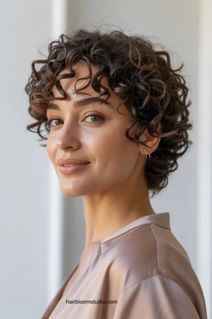 Curly Dark Brown Short Hair