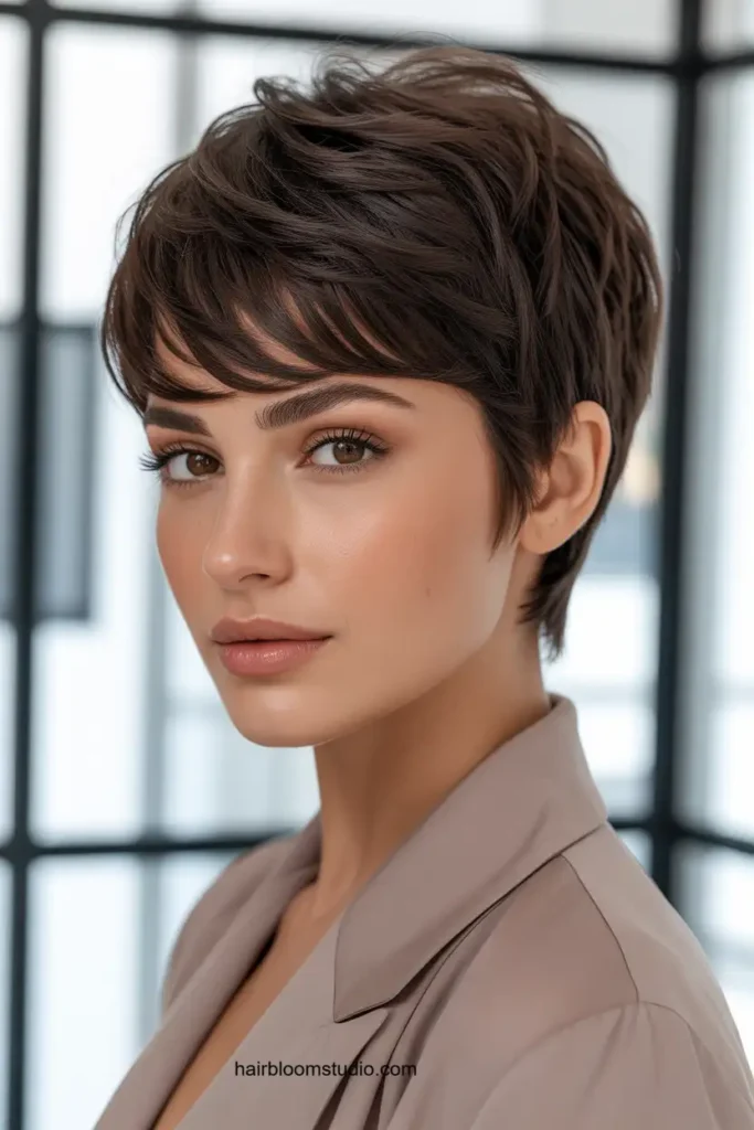 Dark Brown Pixie Cut