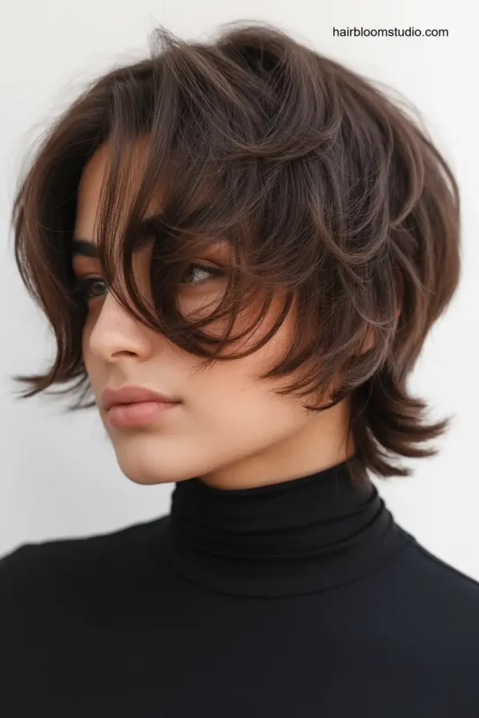 Dark Brown Shag Cut