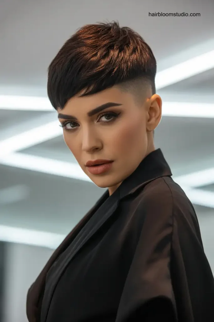 Dark Brown Undercut Pixie