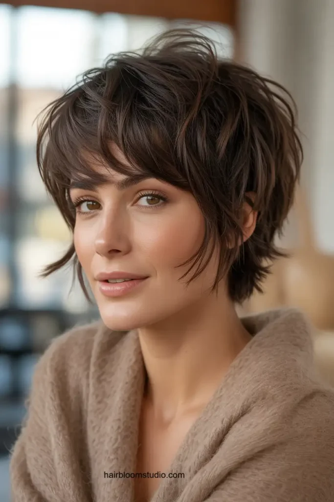 Messy Brunette Pixie
