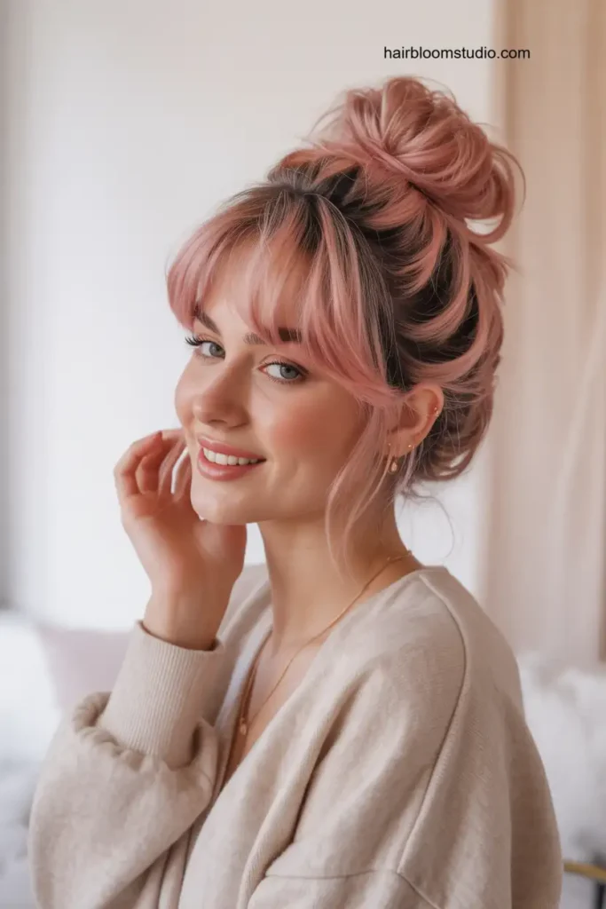 Messy Pink Bun