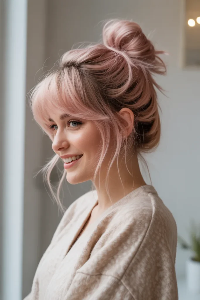Messy Pink Bun