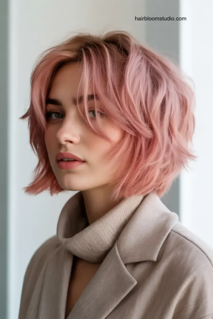 Pink Choppy Bob