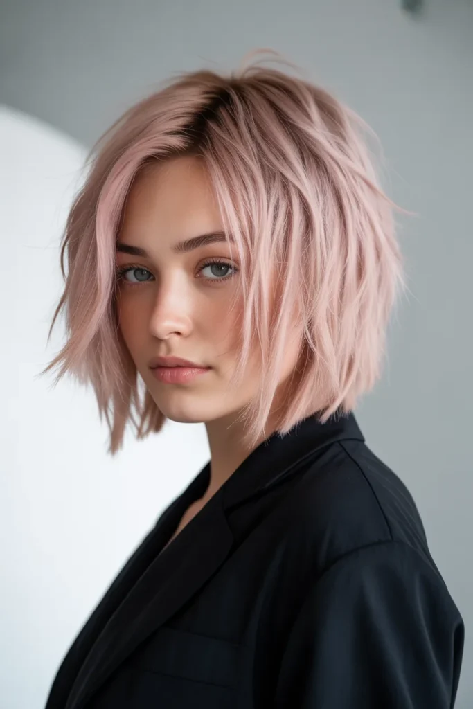 Pink Choppy Bob