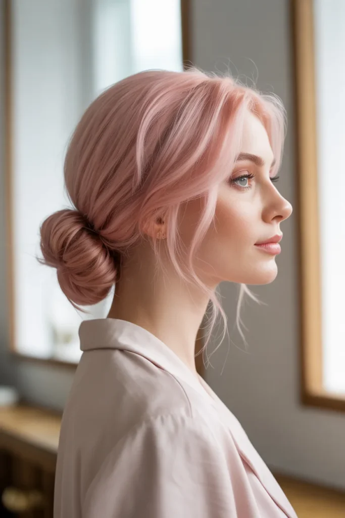 Pink Low Bun