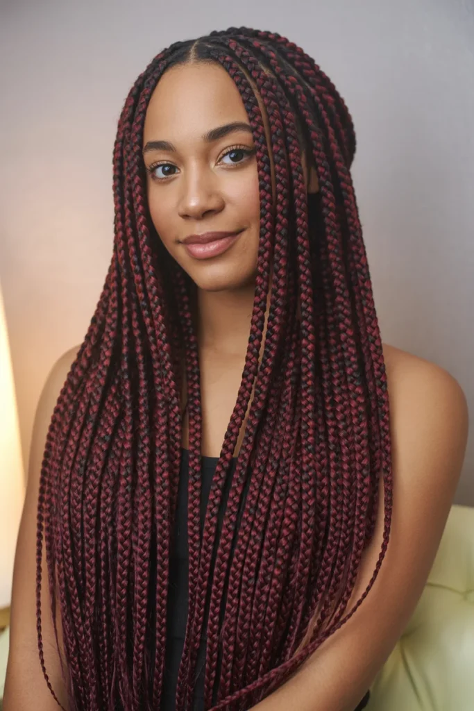 Poetic Justice Braids with Color Highlights