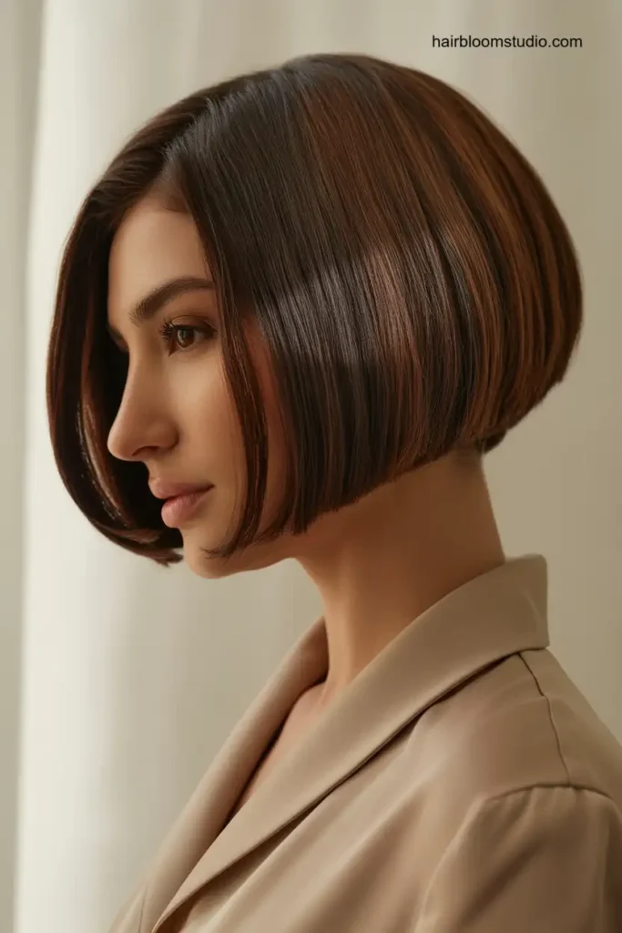 Rounded Brunette Bob