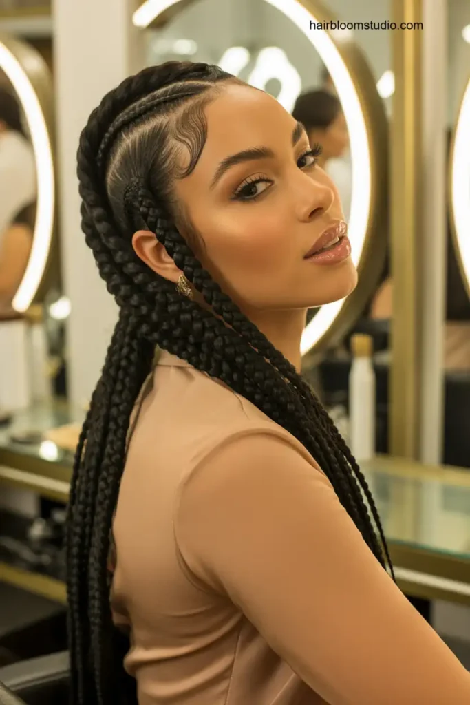 Side-Swept Poetic Justice Braids