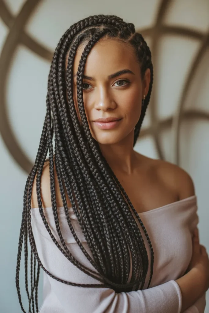 Side-Swept Poetic Justice Braids
