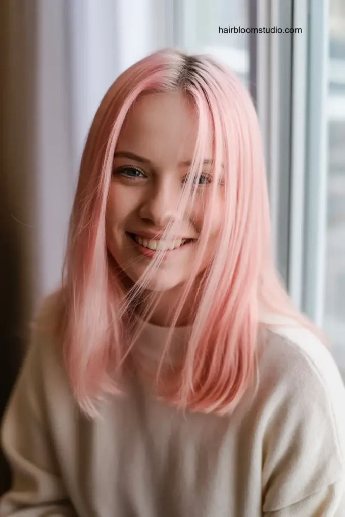 Straight Light Pink Hair