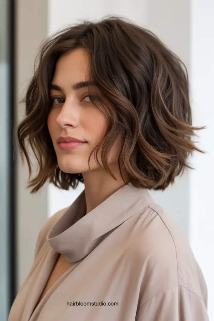 Textured Dark Brown Bob