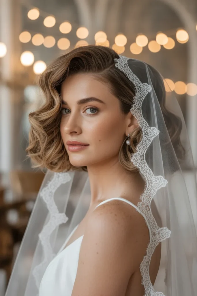 Wavy Bob with Veil