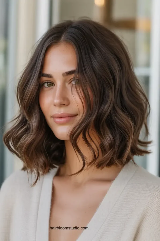 Wavy Dark Brown Lob
