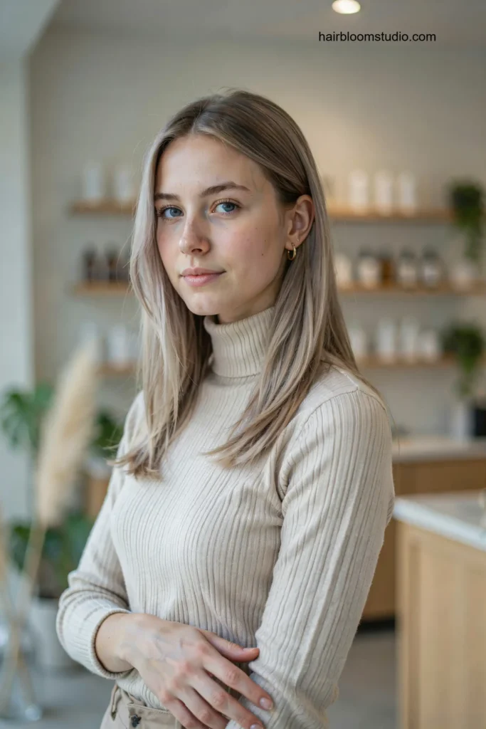 Ash Blonde Long Layered Bob