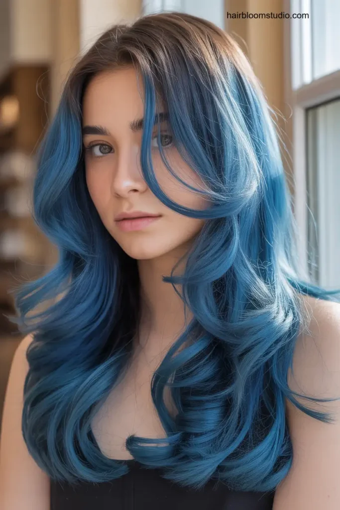 Blue Balayage with Soft Layers