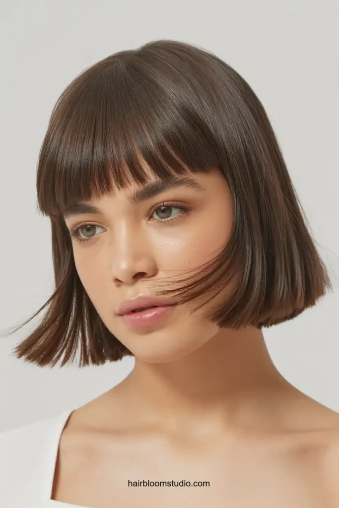 Blunt Flutter Bangs