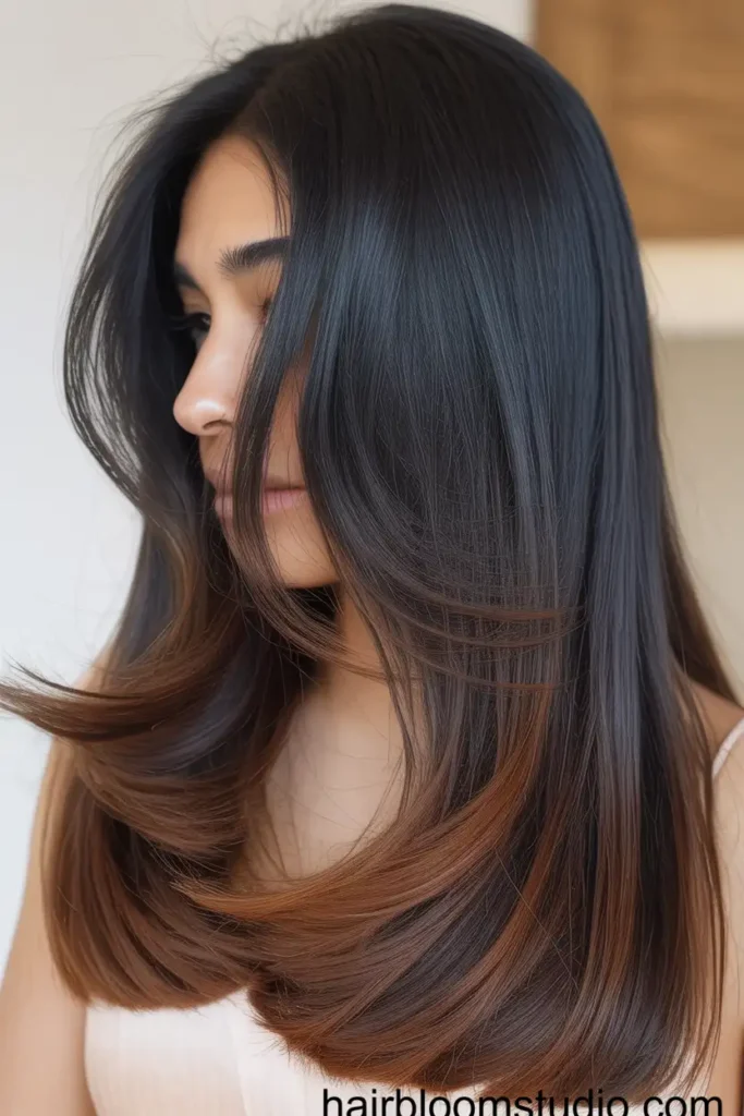 Brown Highlights on Straight Hair