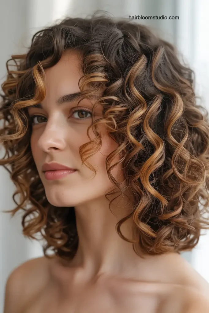 Curly Bob with Highlights