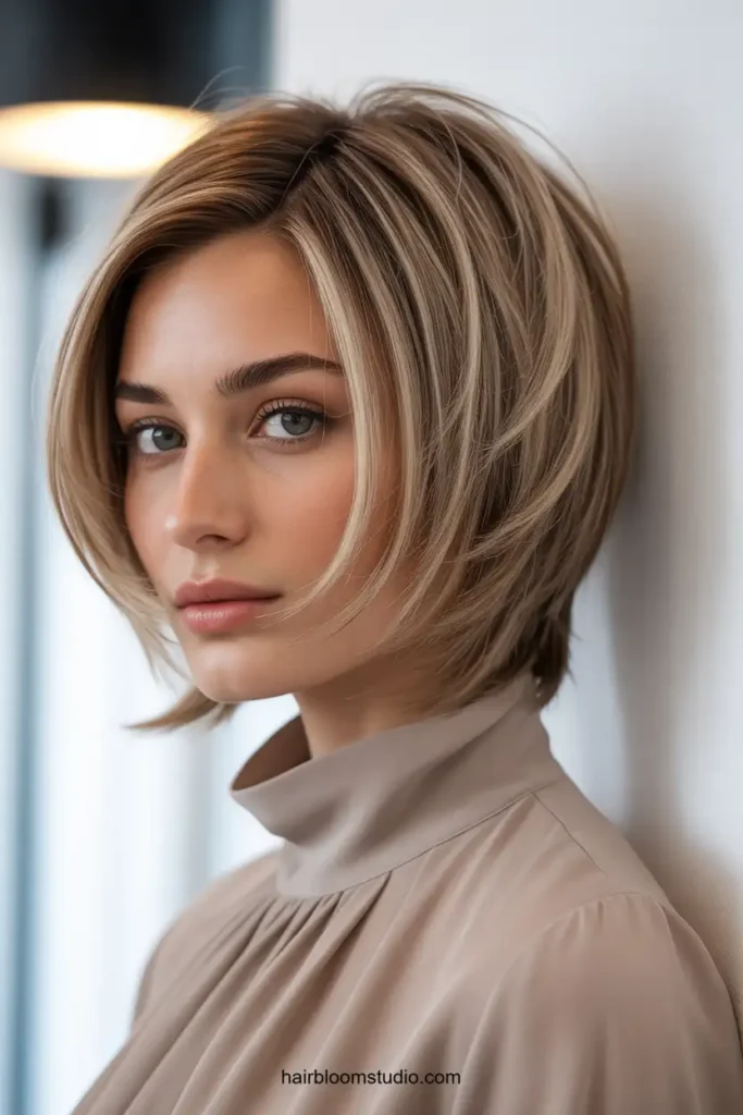 Feathered Bob Cut for a Chic Modern Look