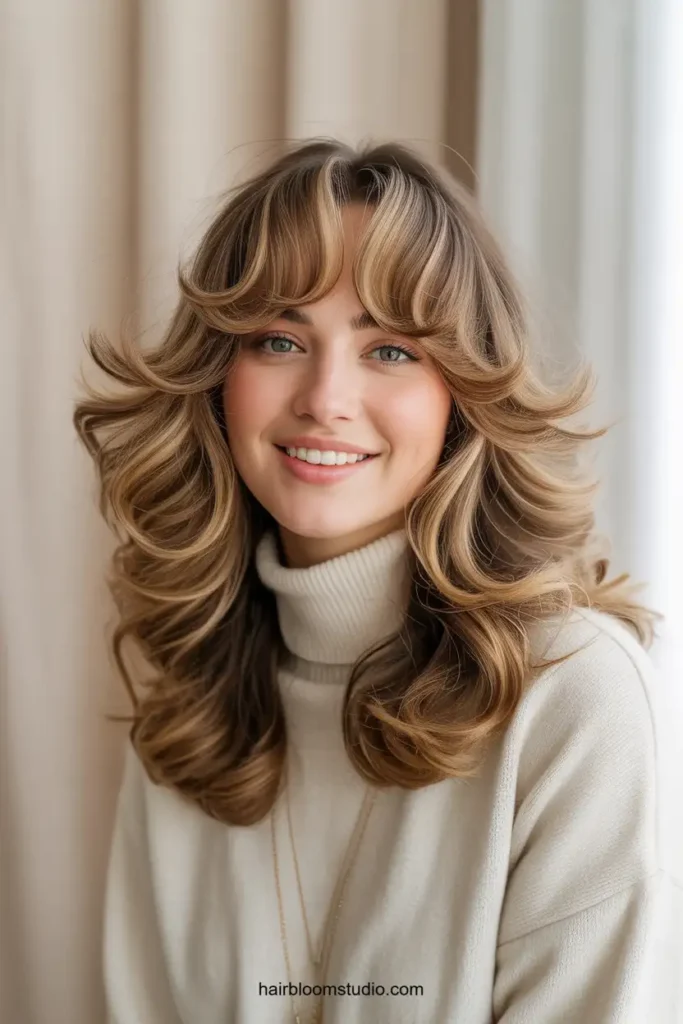 Feathered Hair with Curtain Bangs
