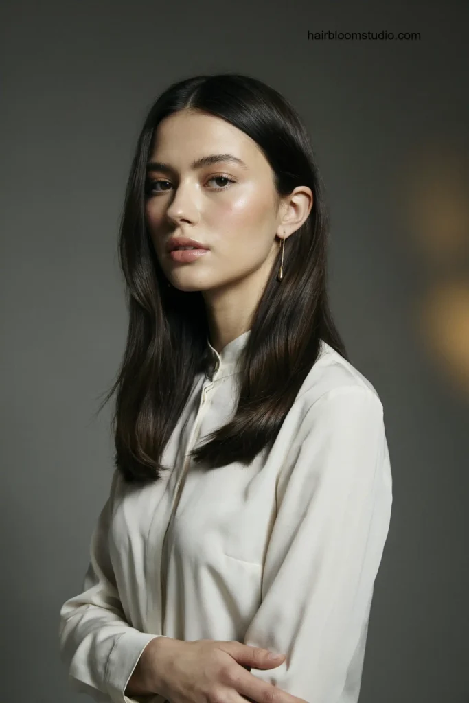 Glossy Black Long Layered Bob
