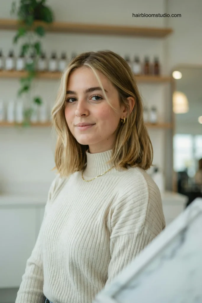 Layered Bob with Money Piece Highlights