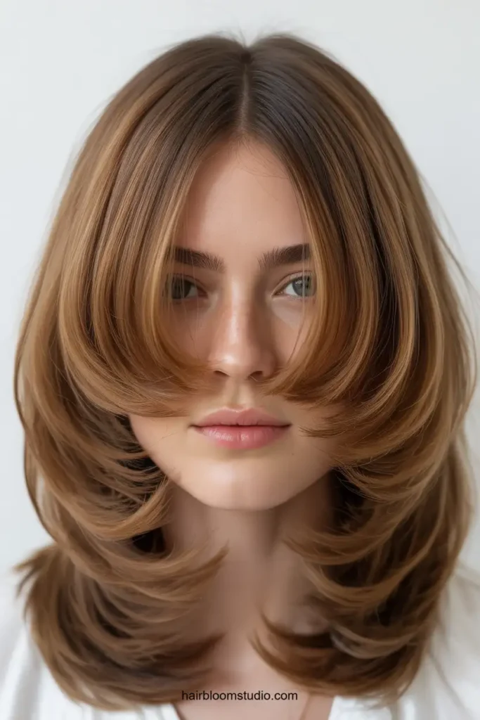 Layered Feathered Cut with Middle Part