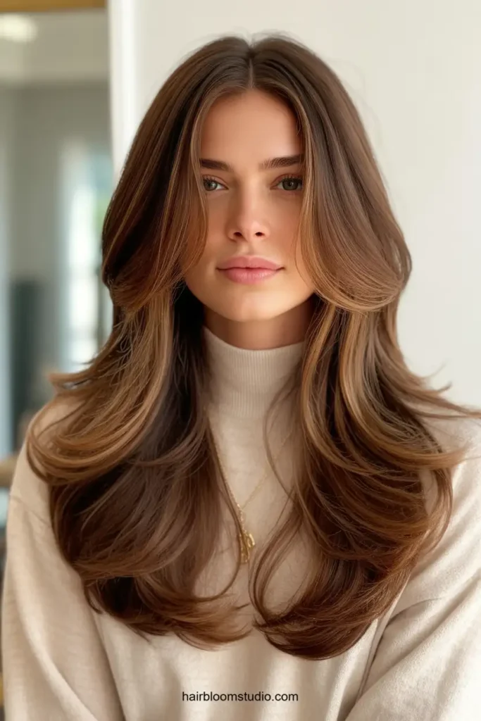 Long Feathered Hair with Face-Framing Layers