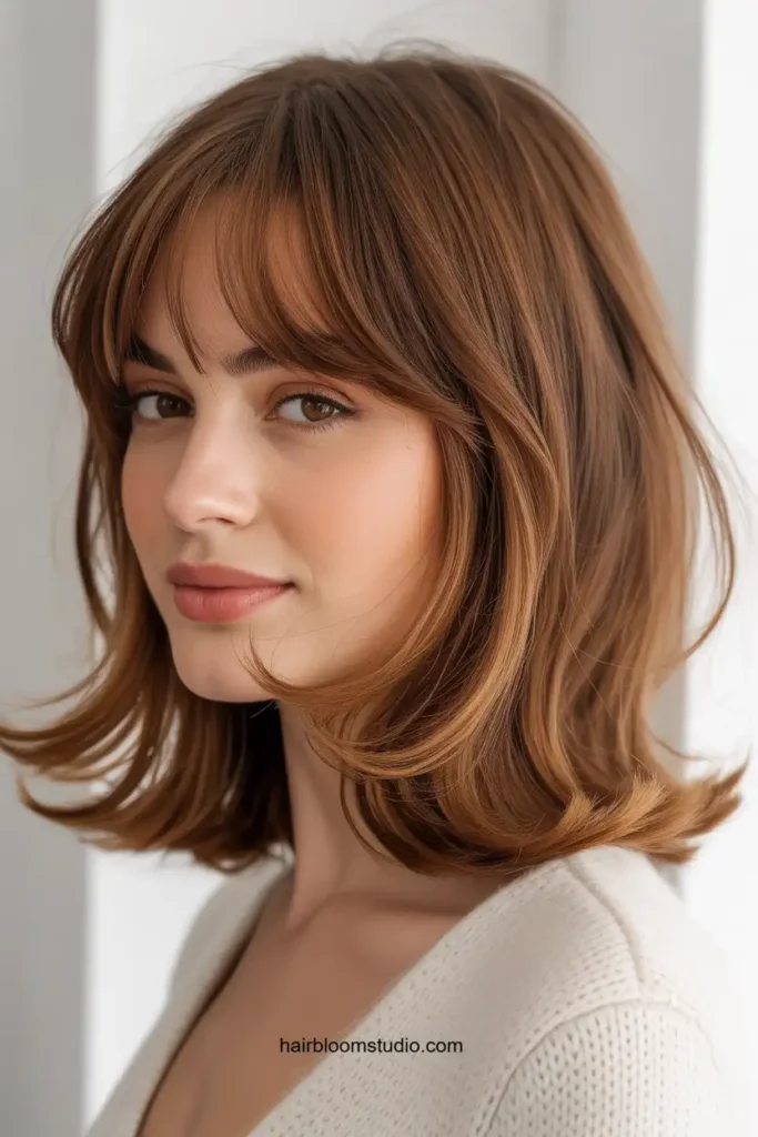 Long Layered Bob with Bangs
