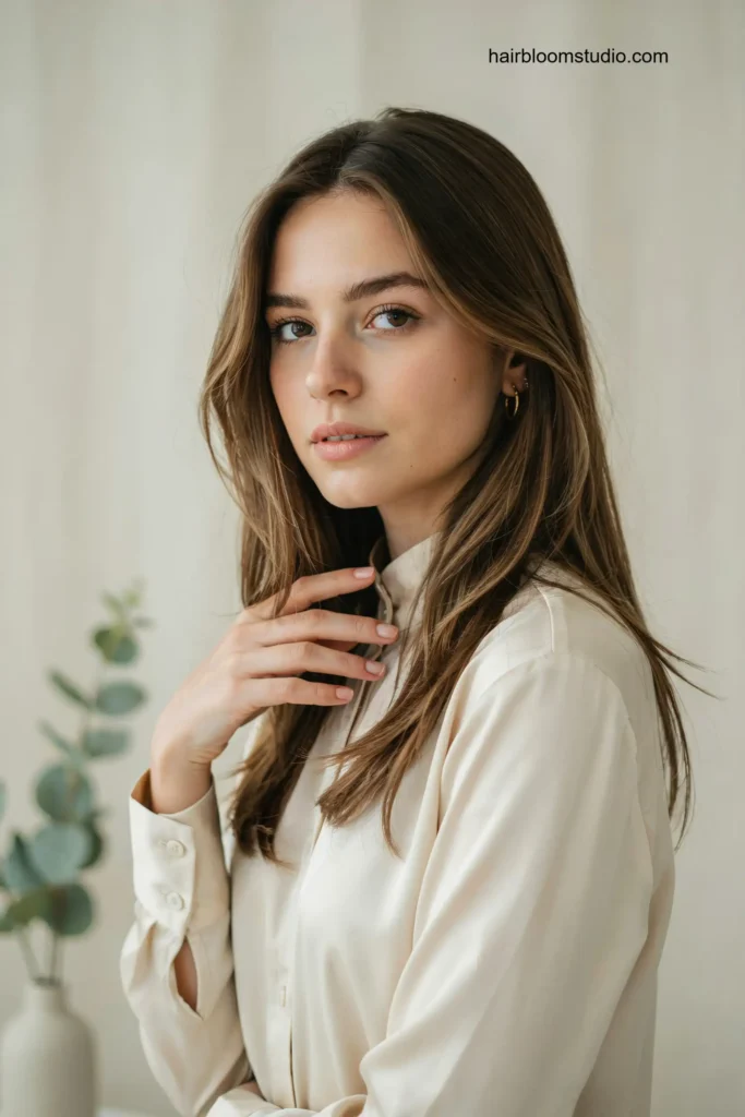 Long Layered Bob with a Deep Side Part