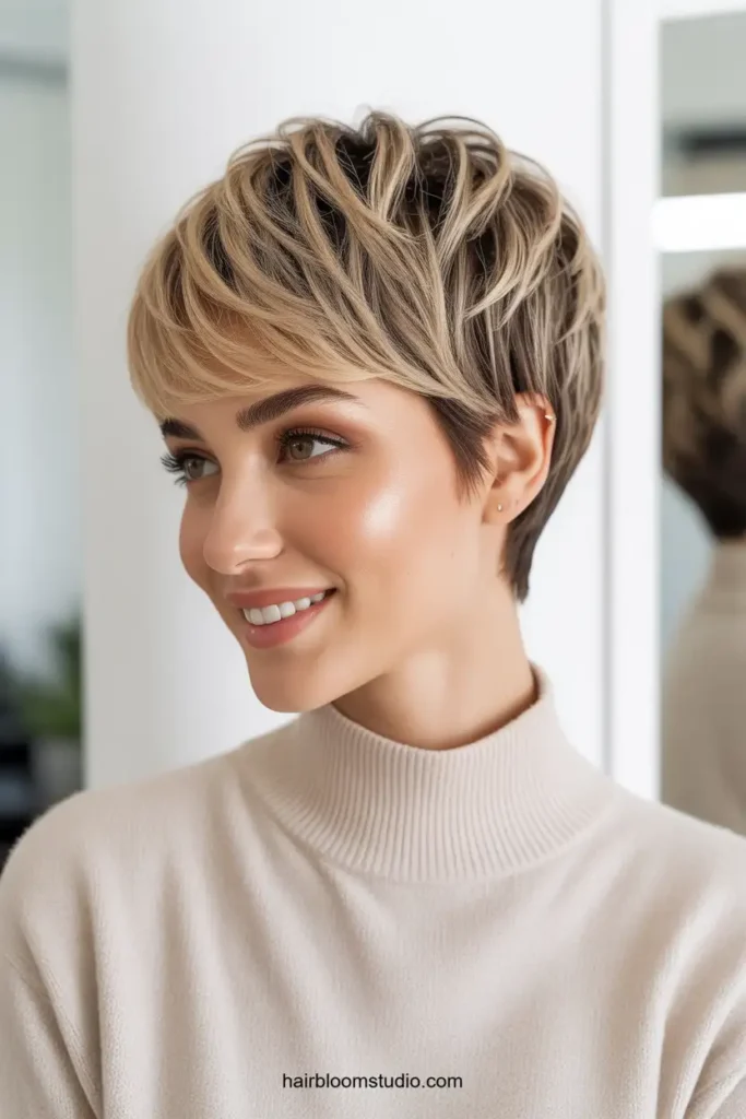 Short Feathered Pixie Cut