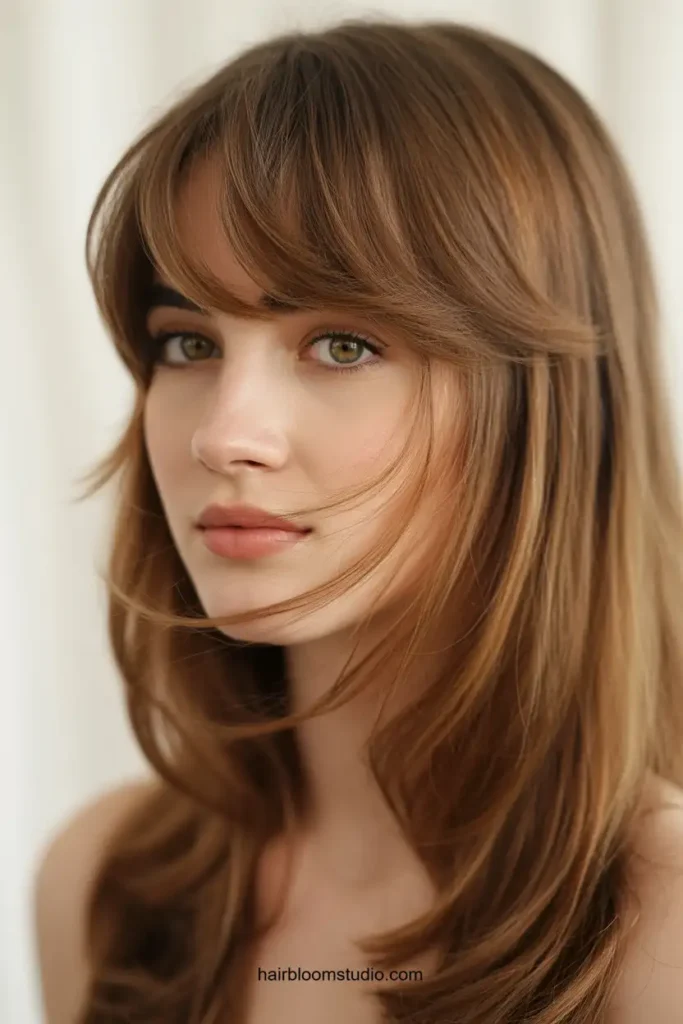 Side-Swept Flutter Bangs