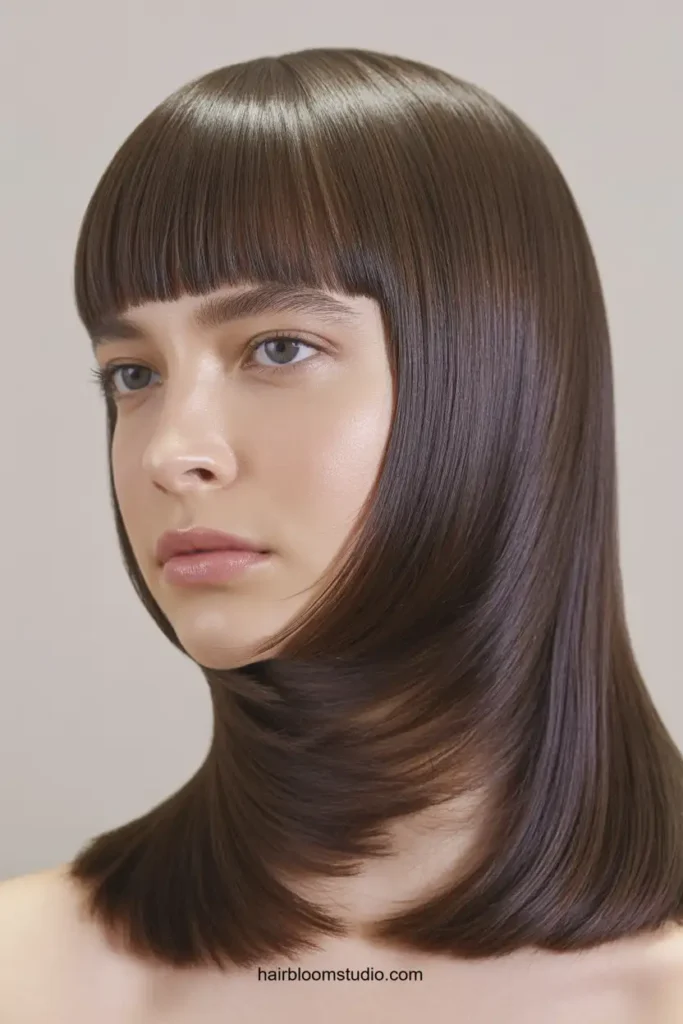 Sleek Straight Flutter Bangs