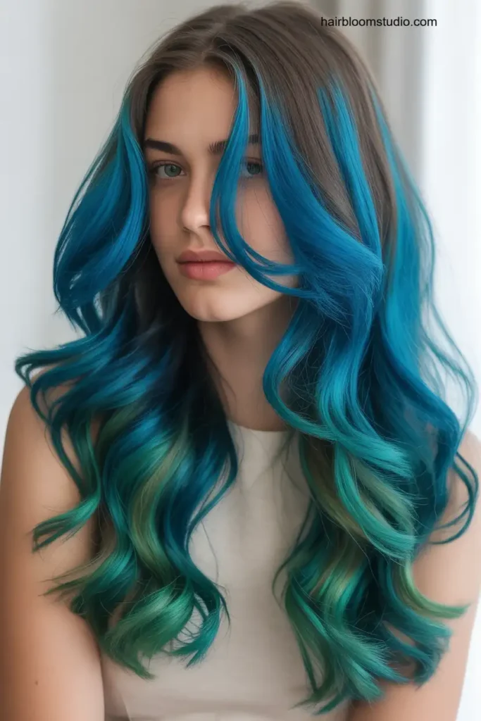 Teal Blue Balayage